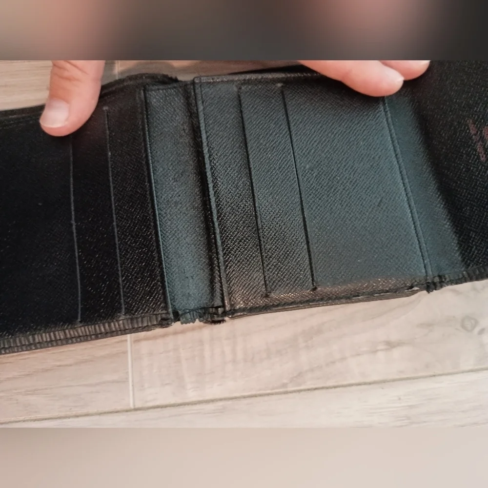 LOUIS VUITTON Epi Leather BLACK Buttoned Trifold Wallet